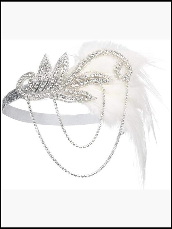 Accessories - Flapper Vintage Peacock Feather Gatsby Beaded Tassel Headpiece